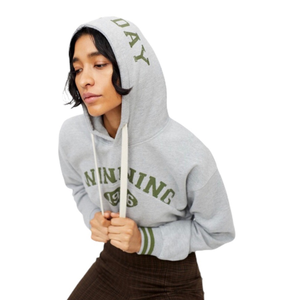Urban Outfitters BDG Shore Cropped "Winning Everyday" Graphic Hoodie Sweatshirt